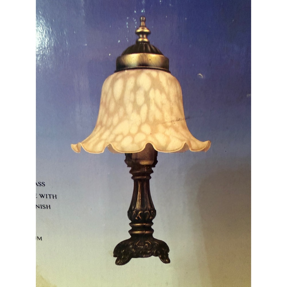 Wisteria Lighting Table Lamp Antique Brass Mouth Blown Glass Shade 13.5" E24-MF5